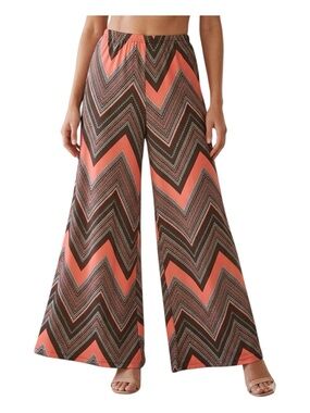 Zac & Rachel Wide Leg Palazzo Boho Chic Chevron Pull On Pants Size Medium